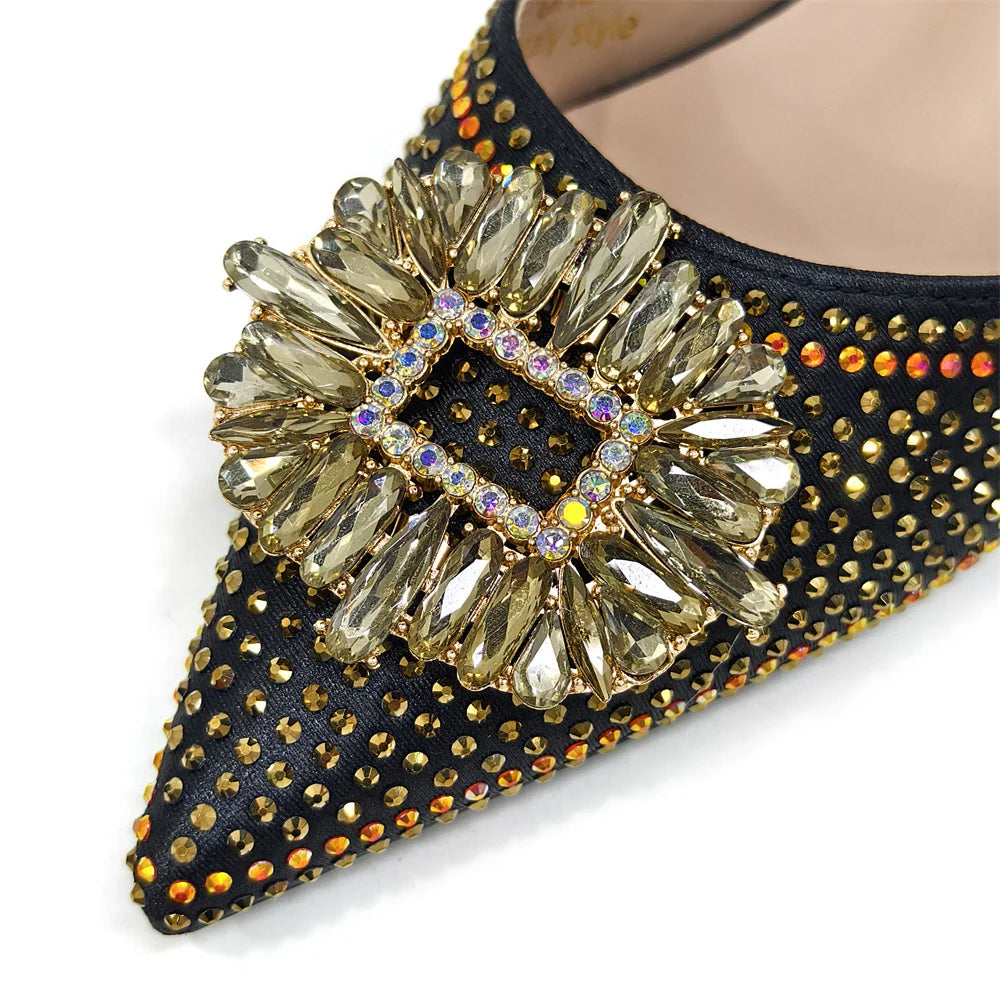 2026 Elegant Nigerian Women's Party Shoes & Matching Handbag Set - Medium Heel, Pointed Toe Footwear for Special Occasions
