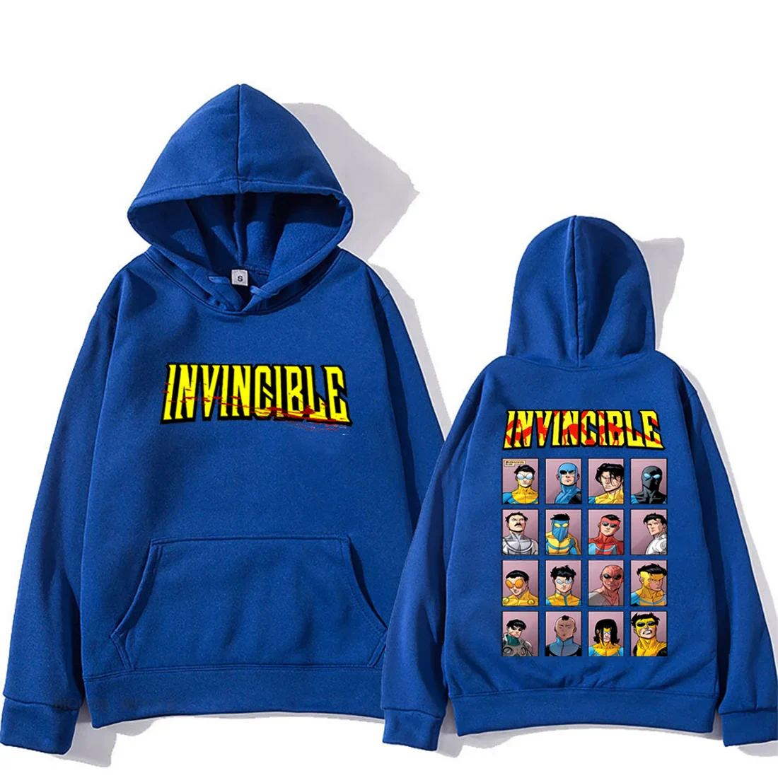 Invincible Mark Superhero Double Sided Printed hoodie Men Women's harajuku clothing Fleece Long Sleeve Anime hip hop streetwear