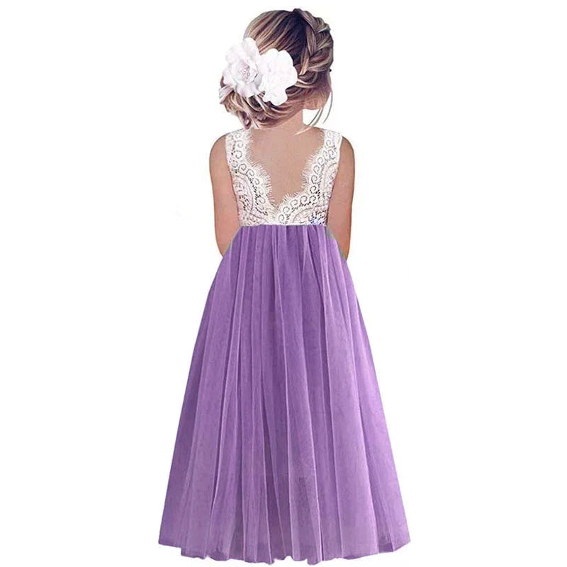 Princess Party Lace Flower Girl Dress Baby Kids Summer Wedding Birthday Dresses Children Clothing 2 4  6 8 10 12 14