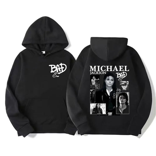 King of Pop Michael Jackson Bad Era Album Graphic Hoodies Men Women Vintage Hot Sale Hoodie Oversized Fleece Comfort Sweatshirts