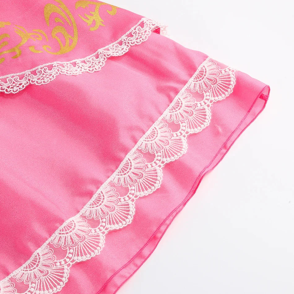Pumber Bros Vedio Game Movie Cosplay Girl Peach Dress up Lace Ball Gown Princess Costume Kid Cute Halloween Clothing Frock 2-10Y