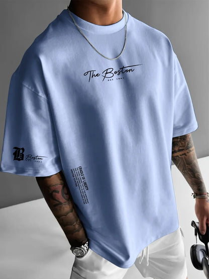 2026 Summer New Men's T-shirt with 3D Letter Pattern Printing Street Casual Fashion Comfortable Soft Breathable