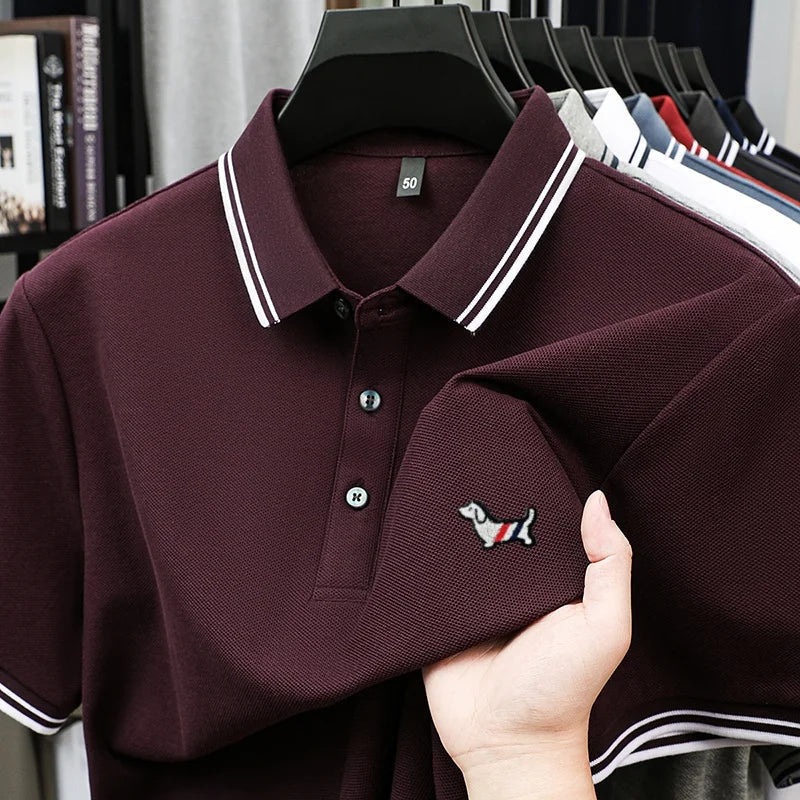 100% pure cotton summer new men's trendy shortsleeved luxury customized business casual polo shirt designer brand badge T-shirt