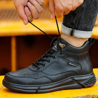 Comfortable safety sneaker for men winter anti-slip boots man construction indestructible black work boots steel nose work shoes