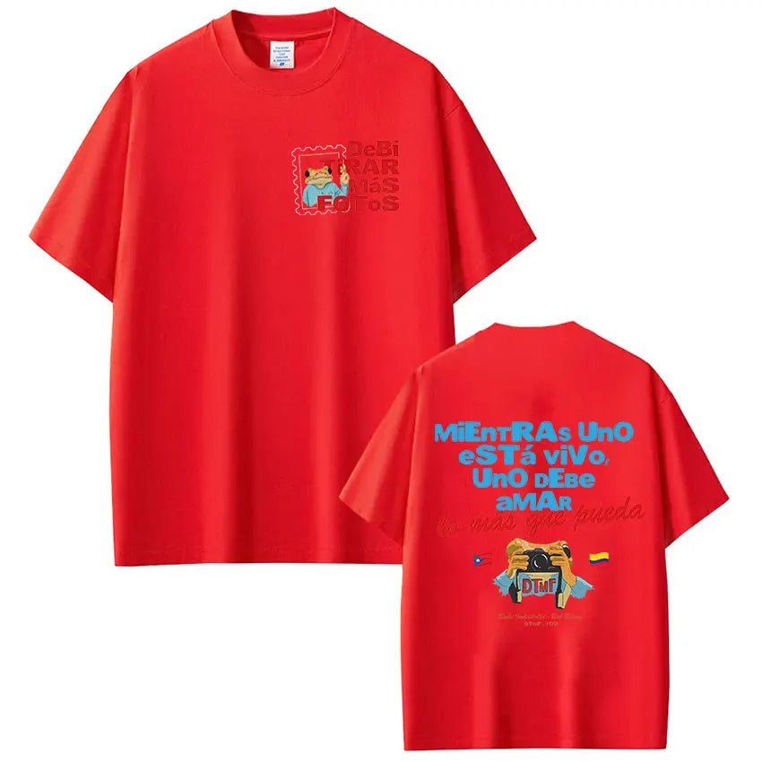 Rapper Bad Bunny T-shirt Debi Tirar Mas Fotos DTMF Tour T Shirts Men's Women Clothing Fashion Hip Hop Vintage T-shirt Streetwear