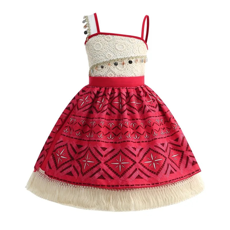 Summer Kids Princess Costume Children Disney Moana Halloween Dress Girl Vaiana Dinner Dress Ocean Adventure Pageant Disguise