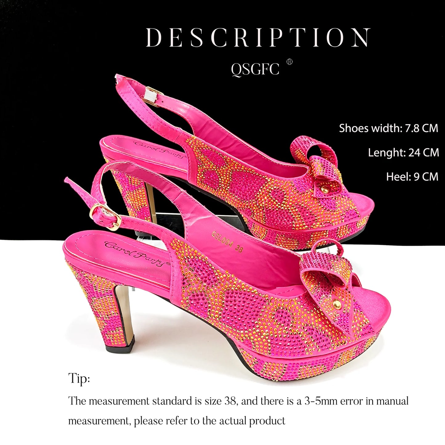 Italian Design Hard Bag & Open Toe High Heels Set Fuchsia Color Blocking Hot Rhinestones Fashion Sexy Women High Heels