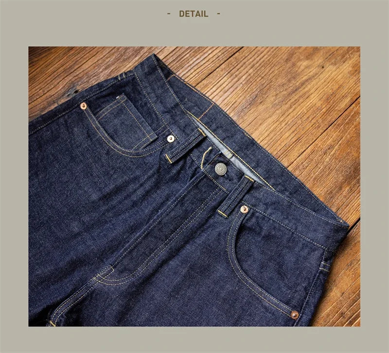 WWII Model Wide Straight Jeans One Wash 14oz Selvedge Denim