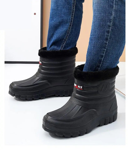 40-45 Men Rain Boots Winter Waterproof Shoes Ankle Snow Botas Plush Thick-soled Anti Slip High Top Zapatos Water Warm Footwear 1