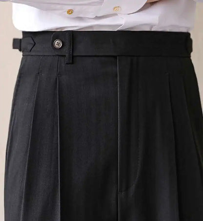 Business High Waist Straight Suit Pants Men British Slim Fit Pants Men Social Trousers Casual Pant Formal Wear Pantalones Hombre