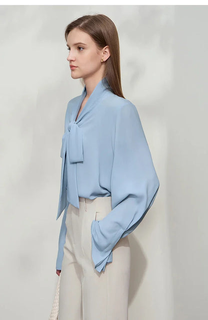 Minimalist Women's Premium Chiffon Blouse 2025 Autumn New Elegant French Luxury Commuter Basic Loose Shirt Tops 12541048