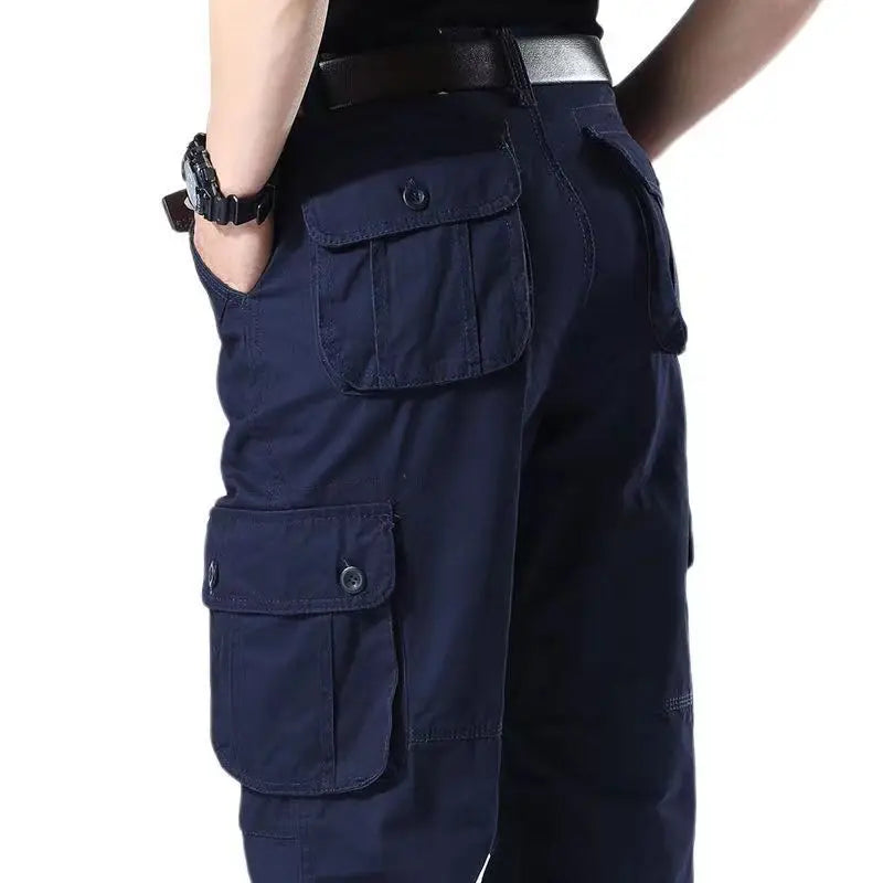 Solind Cotton Multi Flap Pockets Men's Straight Leg Cargo Pants Loose Casual Outdoor Pants Men's Work Pants For Hiking Tactical