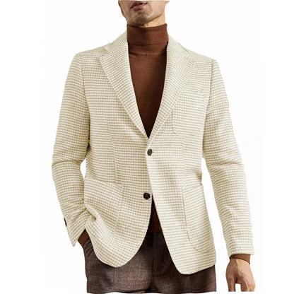 Men's Retro Suit Jacket English Style Casual Men's Large Size Jacket British Gentleman Wool Suit Trendy Tweed Houndstooth Suits