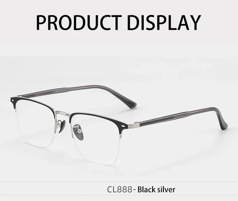 Classic Business Half Rim Eyeglasses Black Reading Glasses Men 888 Retro Anti-Blue Light Frames Customizable prescriptions