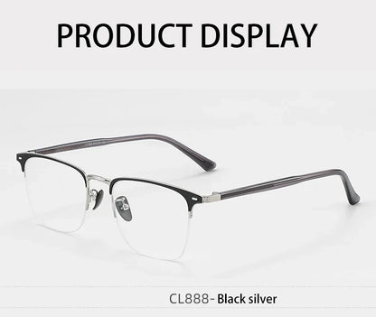 Classic Business Half Rim Eyeglasses Black Reading Glasses Men 888 Retro Anti-Blue Light Frames Customizable prescriptions