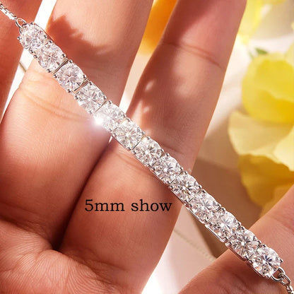 3/4/5mm Adjustable Moissanite Tennis Bracelet for Women Men D Vvs1 Round Gems Lab Diamond Chain S925 Sterling Silver