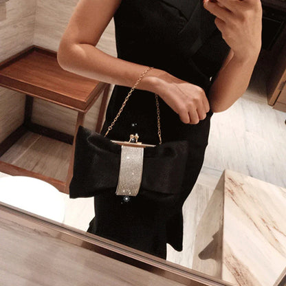 Woman Evening Bag Rhinestone Clutch Crystal Dinner Clutch Wallet Wedding Purse Party Banquet  Black Butterfly