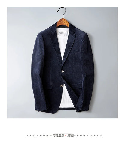 Autumn Winter 2025 New Korean Version of Fashion Handsome Men Young Slim Casual Corduroy Suit Cotton Corduroy Suit Jacket  M-4XL
