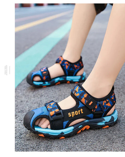 Children's Summer New Sandals Boys Fashion Camouflage Mountaineering Anti slip Sandals Outdoor Leisure Sports Slippers 28-40