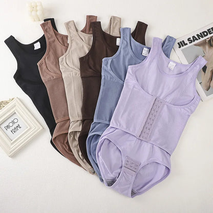 2025 New Bodysuit Shapewear with Zipper Belt Women Tummy Control Fajas Body Shaper Waist Trainer Slimming Cincher Corset Tops