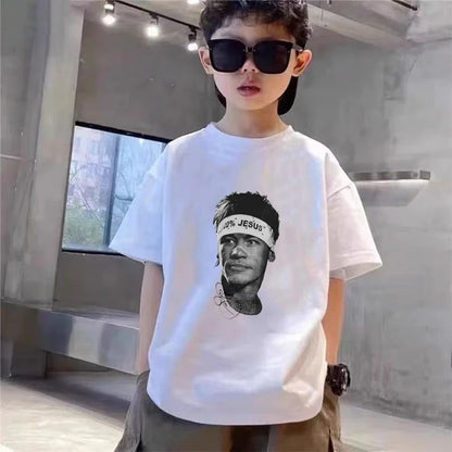 Children Neymar's avatar T-shirt+Shorts black Boys Girls Toddler 3-12Yrs Sports Set Summe cool Short-sleeved white Clothing