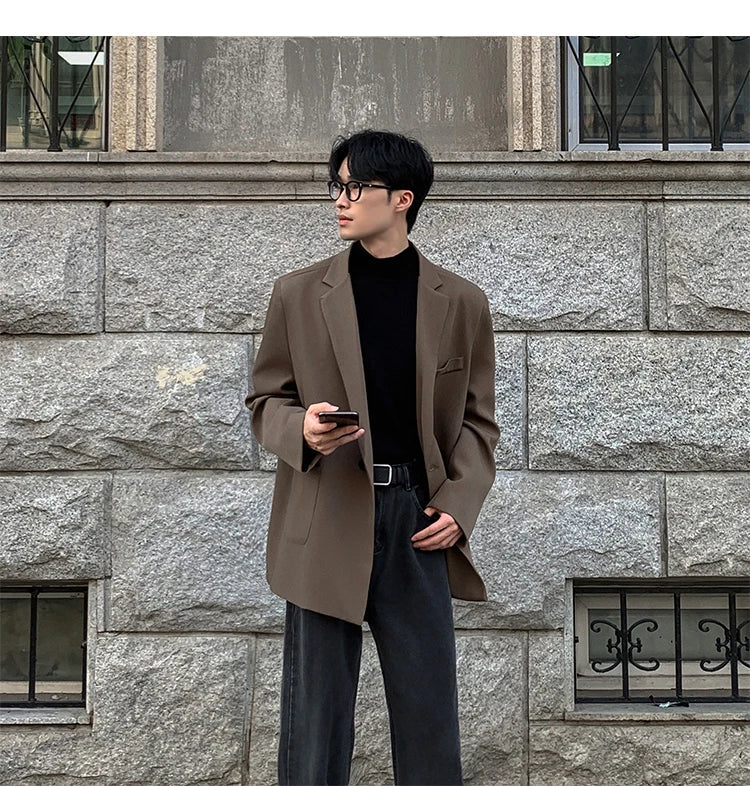 Spring Summer Men Formal Blazers Men Korean Fashion Loose Casual Dress Jacket Men Harajuku Social Suit Jacket Clothing