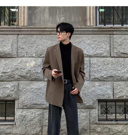 Spring Summer Men Formal Blazers Men Korean Fashion Loose Casual Dress Jacket Men Harajuku Social Suit Jacket Clothing