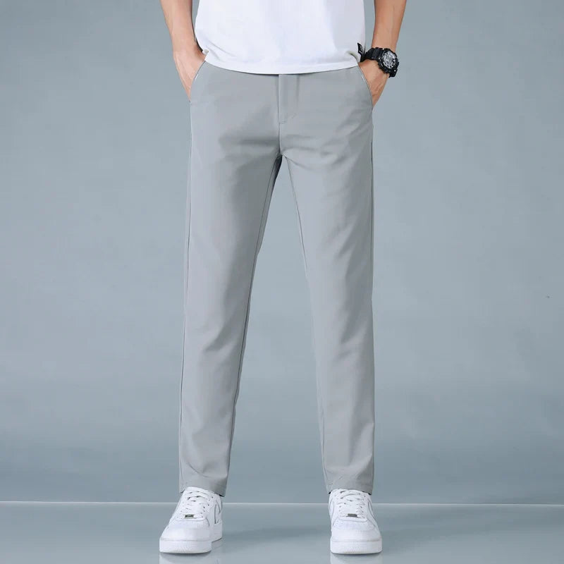 2025 Spring Summer Ultra-thin Men's Casual Pants Slim Straight Leg Elastic Waist Sports Jogging Trousers Fashion Men Golf Pants