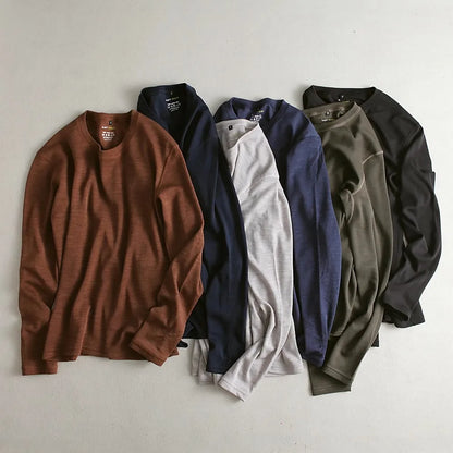 Men's 100% Merino Wool Thermal Long Sleeve T-Shirt Base Layer Breathable Wicking Anti-Odor Underwear for Outdoor Activities
