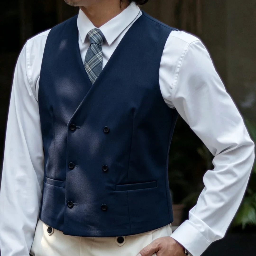 Men Vest Double Breasted V Neck Solid Waistcoat For Wedding Grrom Banquet Business Party Work Office Casual Daily Men Suit Vest