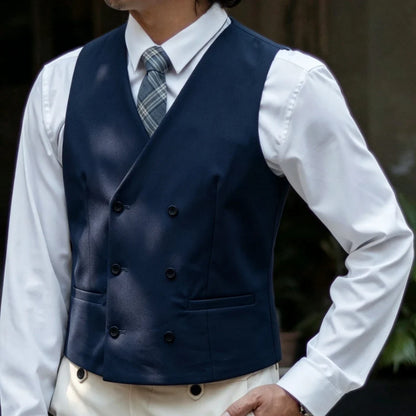 Men Vest Double Breasted V Neck Solid Waistcoat For Wedding Grrom Banquet Business Party Work Office Casual Daily Men Suit Vest
