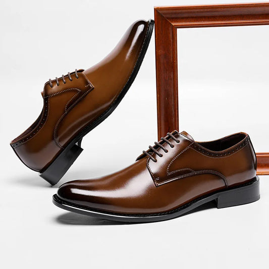 Men's leather shoes, men's genuine leather, British style, simple and smooth formal dress, business Derby men's leather shoes, c