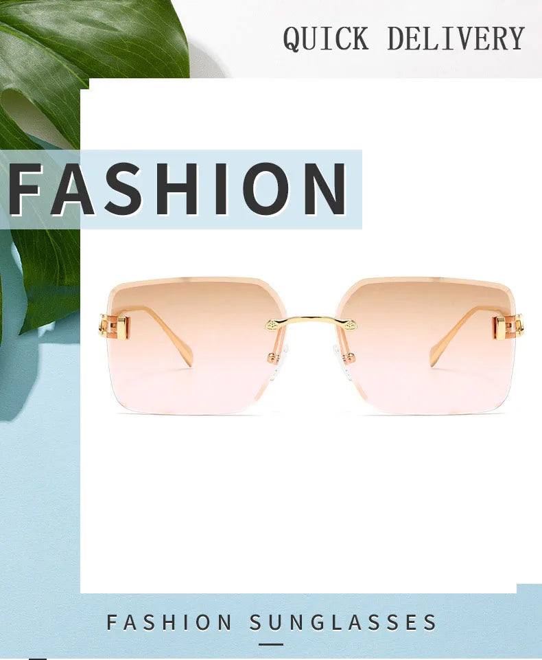 2025 Rimless Sunglasses Women Trendy Vintage Square Fashion Glasses Sunscreen Lentes De Sol Mujer Lunette Soleil Femme Zonnebril