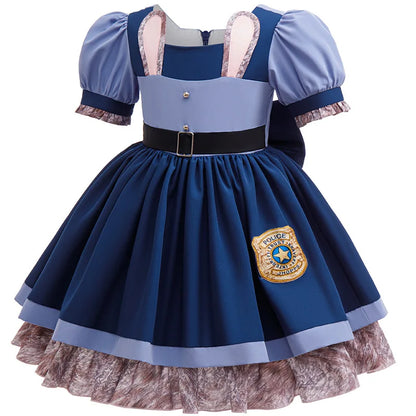 2026 New Movie Zootopia 2 Brave Bunny Adventure Carnival Baby Girl Role Play Judy Hopps Rabbit Officer Uniform Dress Suit