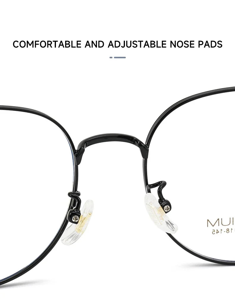 Simple Fashion Large Frame Titanium Design Women Anti-blue Light Reading Glasses Men Customized Prescription 02-K5012