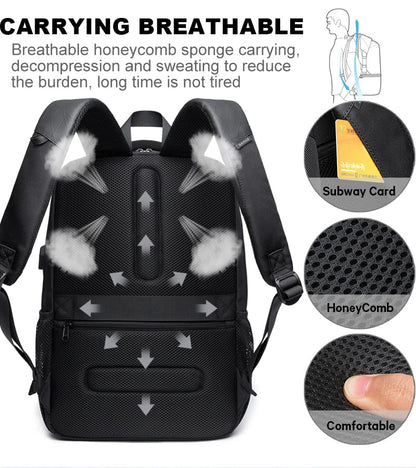 Travel Waterproof Backpack with USB Charging Port Fit 15.6 Inch Laptop Backpacks for Men and Women, Teenager School Bags