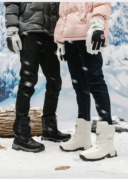 New Warm Men Plush Snow Boots High Top Winter Men's Boots Waterproof Winter Motorcycle Boots Outdoor Anti-Slip Men Hiking Boots