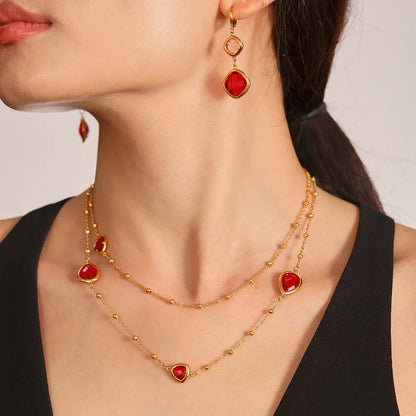 Nivora Hyperbole Overlength Stainless Steel Chain Necklace For Women Water Drop Glass Necklace Wedding Jewelry Accessory