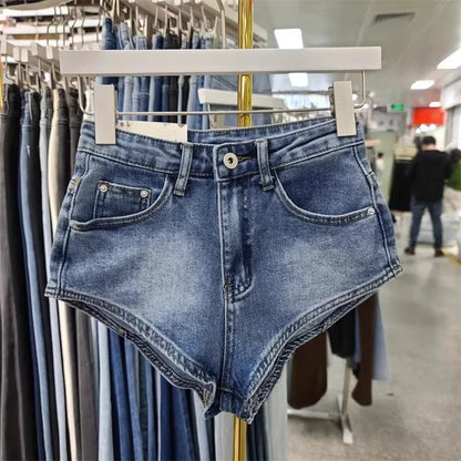Skinny Denim Shorts, Hot Girl Y2k Ultra-short Washed Cuffed Jeans, Summer Clothes for Woman