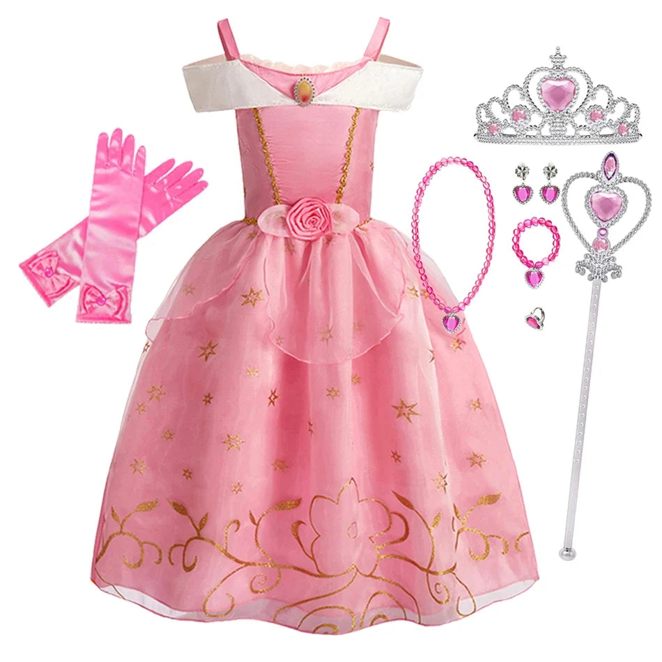 Children Princess Costume Cosplay Dress Girls Halloween Carnival Birthday Outfit Party Sleeping Beauty Ball Gown