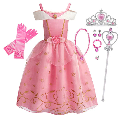 Children Princess Costume Cosplay Dress Girls Halloween Carnival Birthday Outfit Party Sleeping Beauty Ball Gown