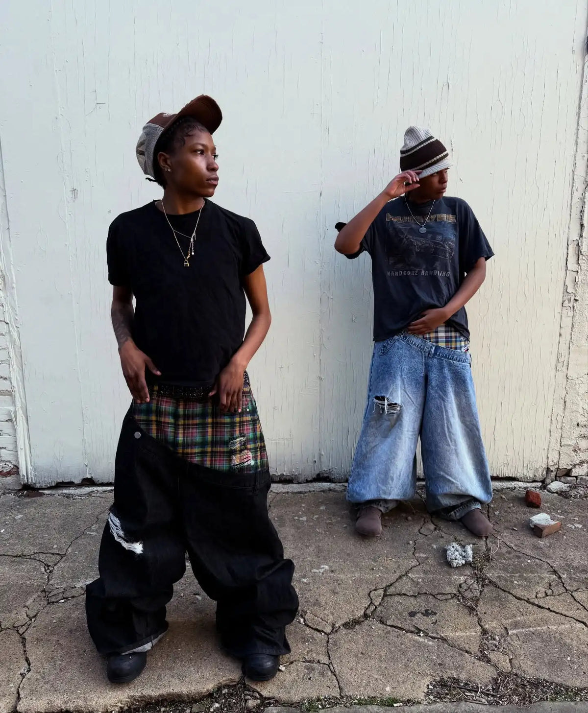 Y2k Slanted Runway Baggy Jeans Retro Plaid Patchwork Men Women Wide Leg Pants American Hip Hop Streetwear Unisex Casual Jeans