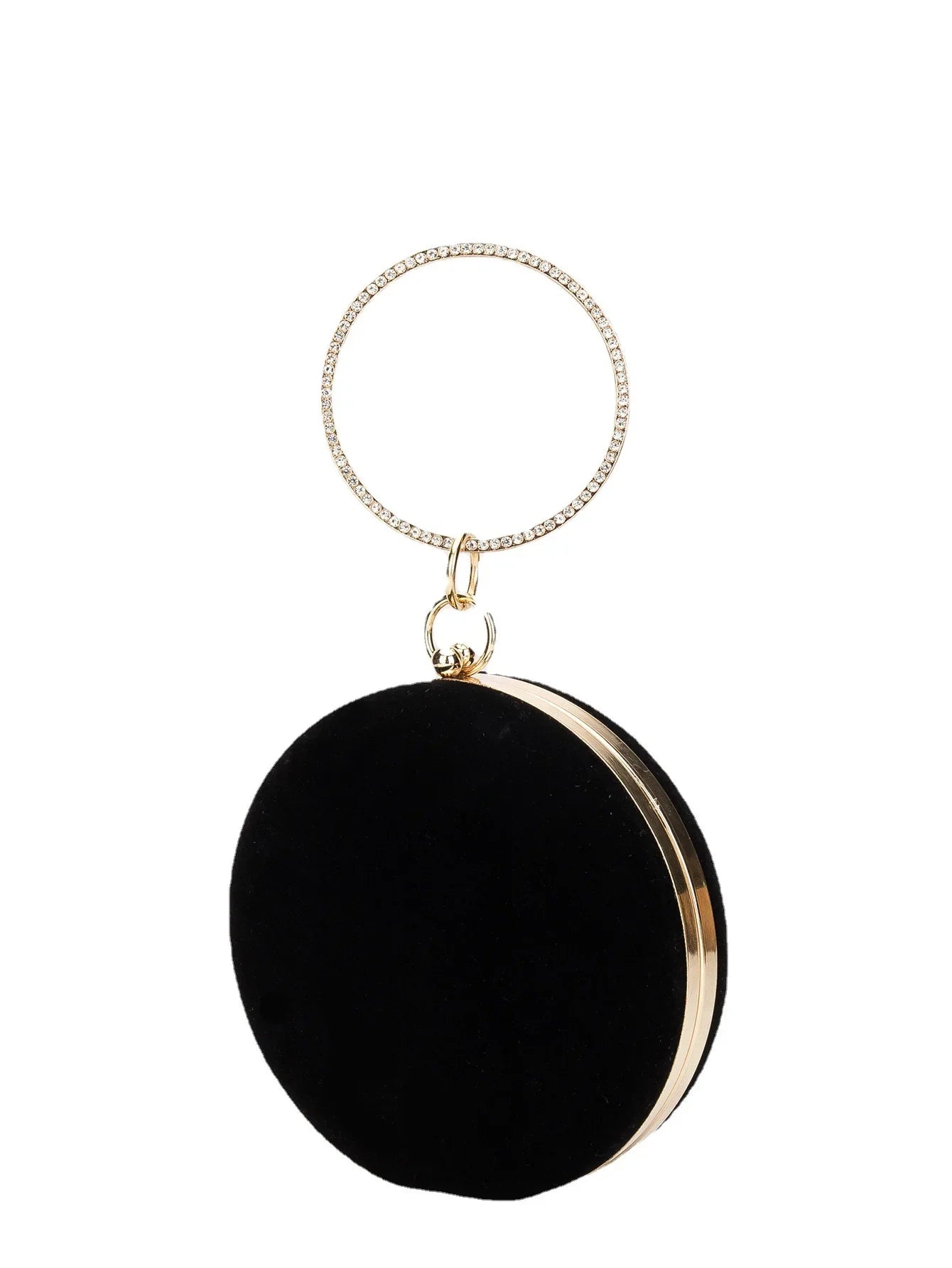 Women Velvet Evening Bag Party Metal Crystal Round Clutches Evening Bags Wedding Bag Bridal Shoulder Handbag Clutch Purse