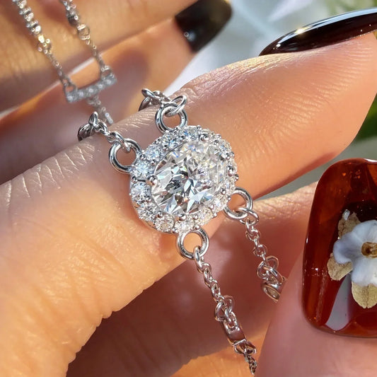 Bracelet en Saphir Padparadscha Rubis Ovale 1CT, Argent S925, Moissanite Intay, Émeraude, Bijoux Fins, Bracelet Exquis