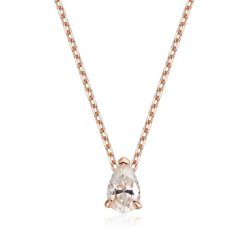 Certified 1CT 2CT Pear Cut D VVS1 Moissanite Necklace for Women 18k Gold Plated Jewelry 100%  Sterling Silver 925 Pendant