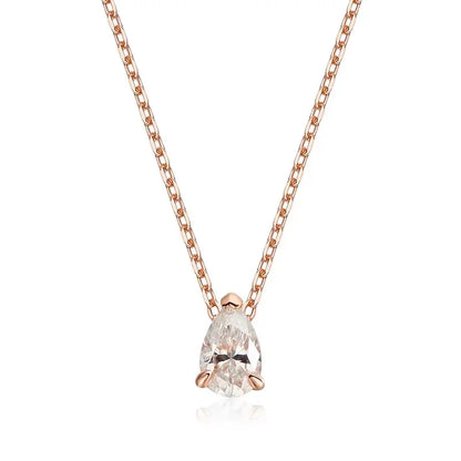 Certified 1CT 2CT Pear Cut D VVS1 Moissanite Necklace for Women 18k Gold Plated Jewelry 100%  Sterling Silver 925 Pendant