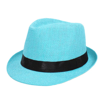 Summer Fedoras for Men Middle old aged Cap Linen Panama Solid  Jazz Hat Cowboy  Men's Women's  British Party Sun Hat