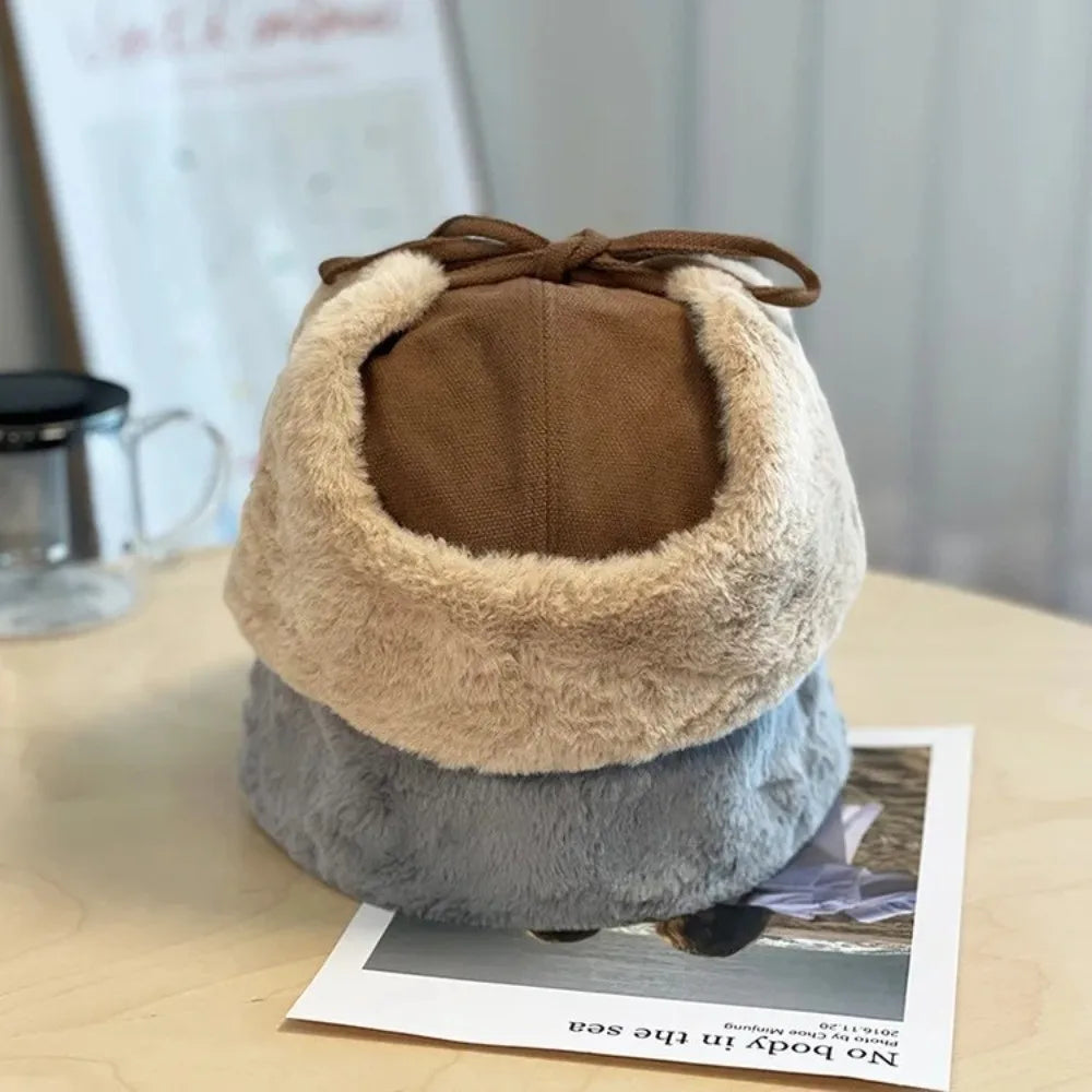 Trendy Faux Fur Winter Hat Thick Warm Faux Fur Hat Lamb Wool Bomber Hat Winter Season for Men and Women