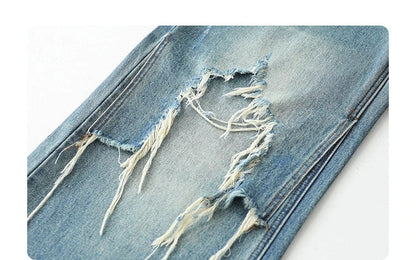 Women Jeans Loose Casual High Waisted Wide Leg Ripped Rough Edge Denim Pants Female Trousers Spring Autumn 2025