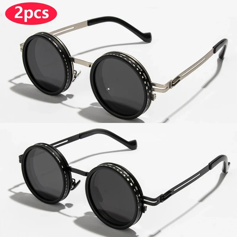 Cycling ND2-400 9 Level Adjustable Dimming Polarized Sunglasses Men Women Fishing Punk Round Glasses Eyeglasses ND Filter